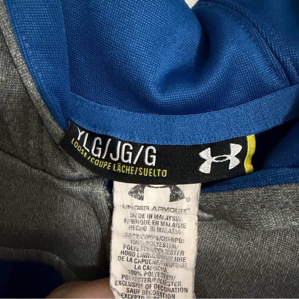 Under Armour Kids Two-Tone Blue and Gray Hoodie Boys Youth Large - Picture 2 of 5